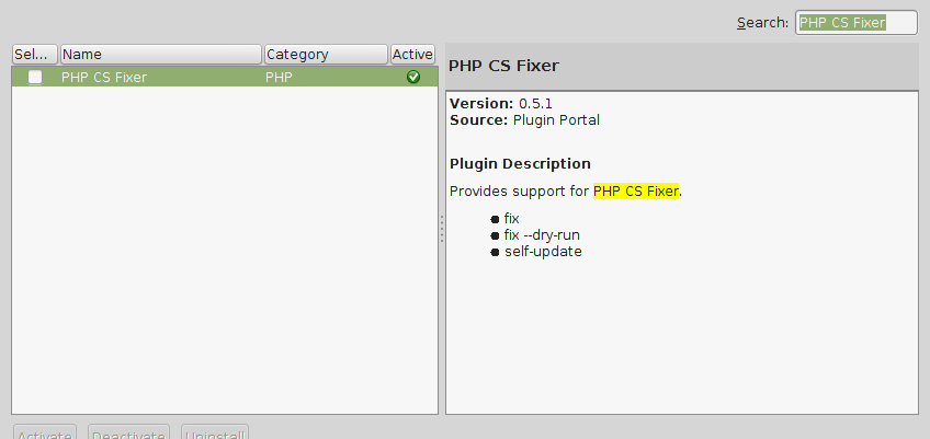 PHP CS Fixer plugin